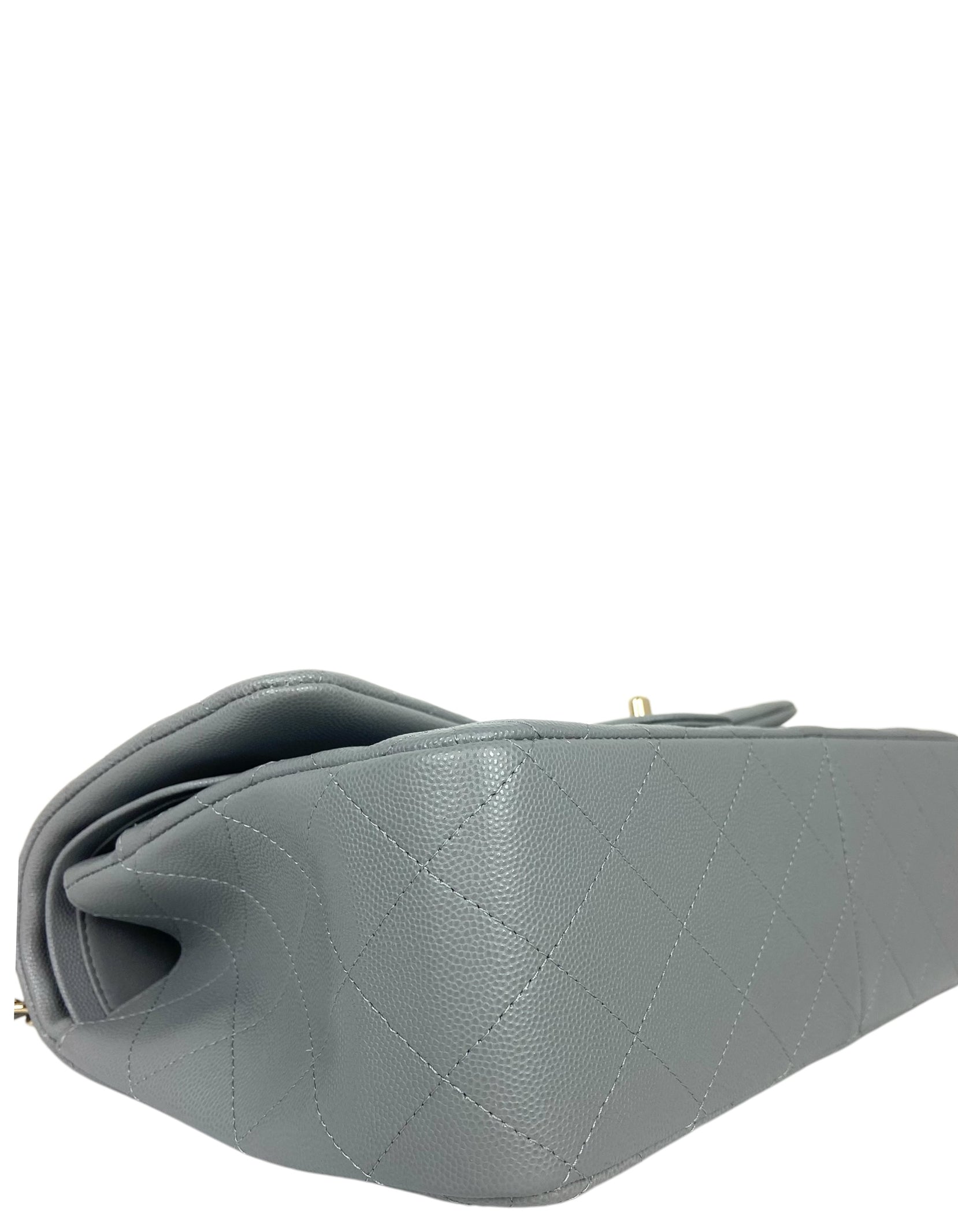Chanel Grey Caviar Classic Double Flap Flap Bag - Rovelle Bags