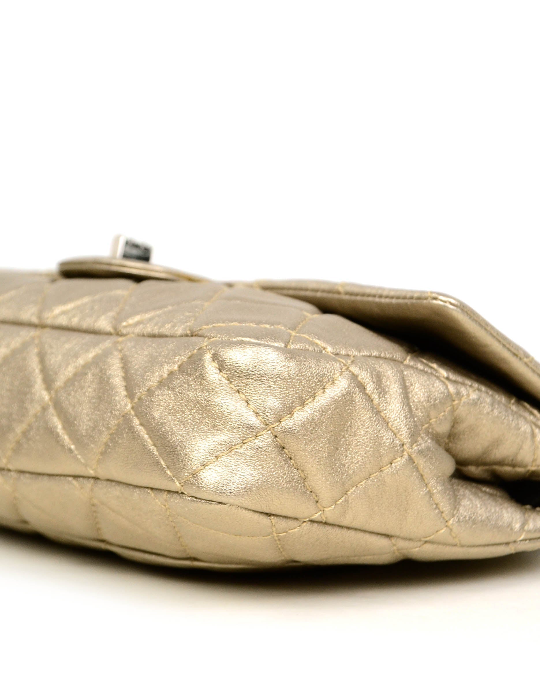 Chanel Khaki Metallic Calfskin 2.55 Reissue Clutch Bag - Rovelle Bags