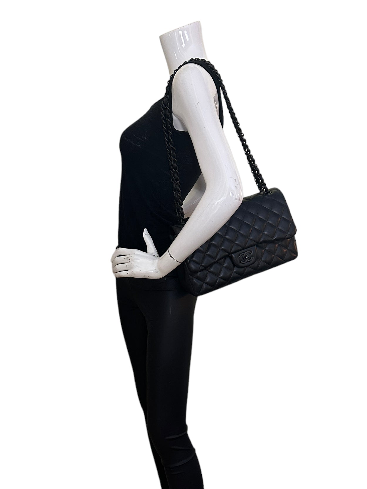 Chanel SO Black Lambskin Leather Quilted Flap Bag - Rovelle Bags