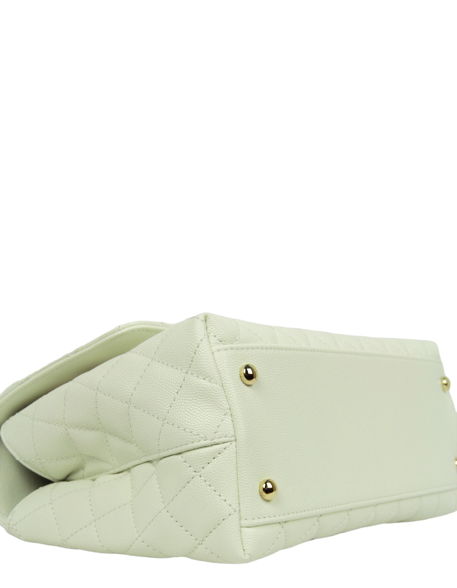 Chanel White Caviar Small Coco Handle Flap Bag - Rovelle Bags