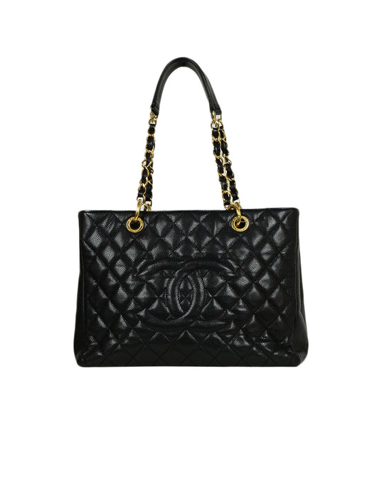 Chanel 2010-2011 Black Caviar Leather Quilted Tote Bag - Rovelle Bags