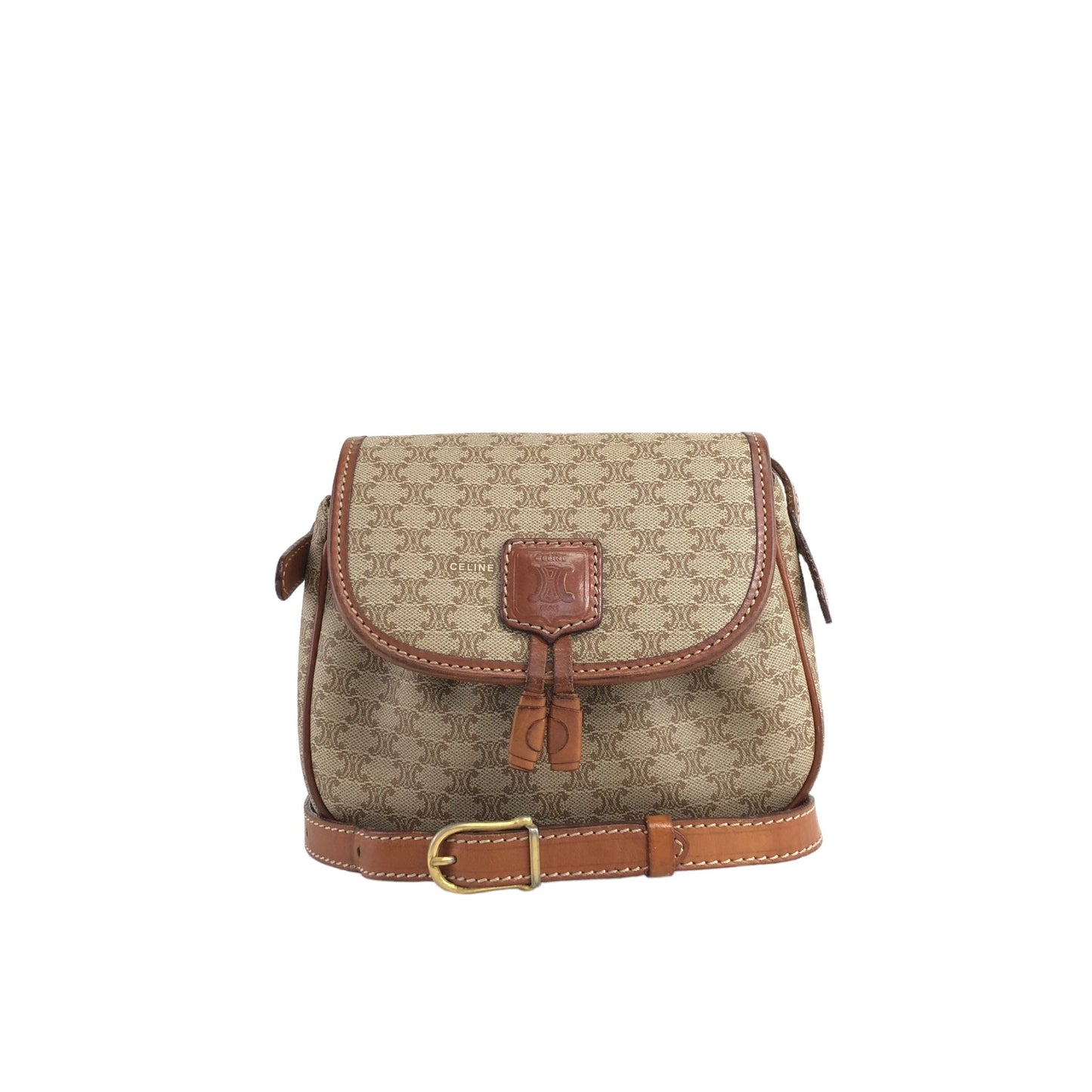 CELINE Macadam Tassel Shoulder bag Beige fiyr3c