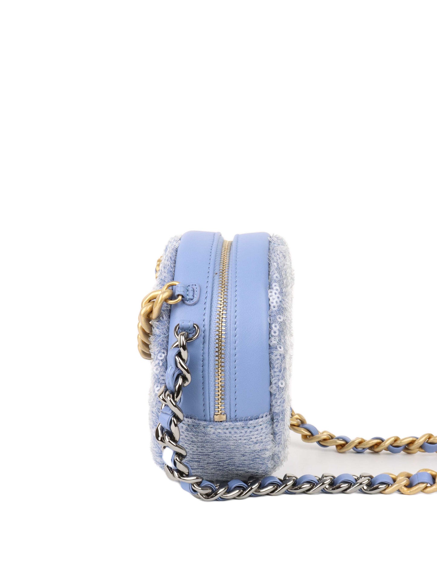 Chanel 19 Round Blue Sequinned Clutch Clutch Bag - Rovelle Bags
