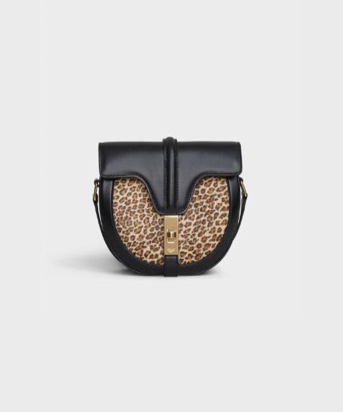 Celine Small Besace Bag In Pony Calfskin With Leopard Print