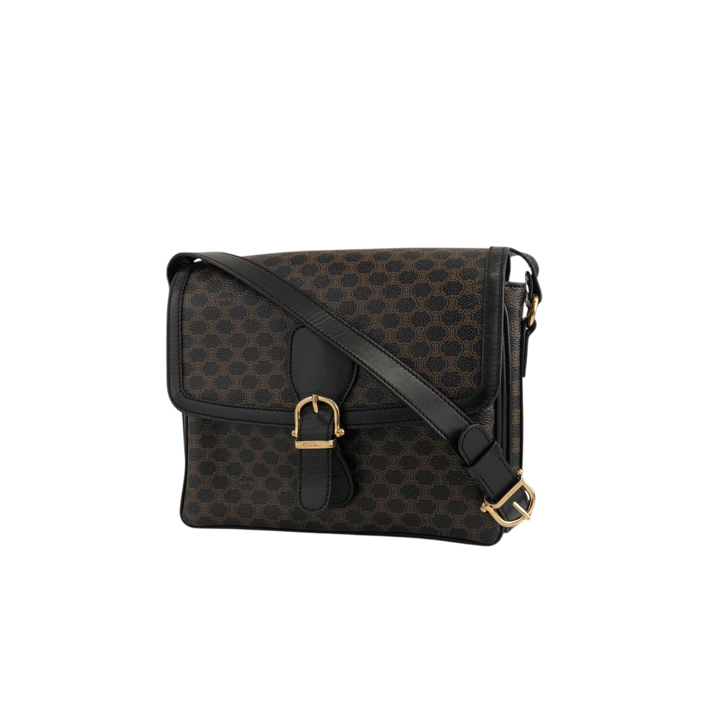 CELINE Macadam Front Buckle Shoulder bag Black 5wzcdj