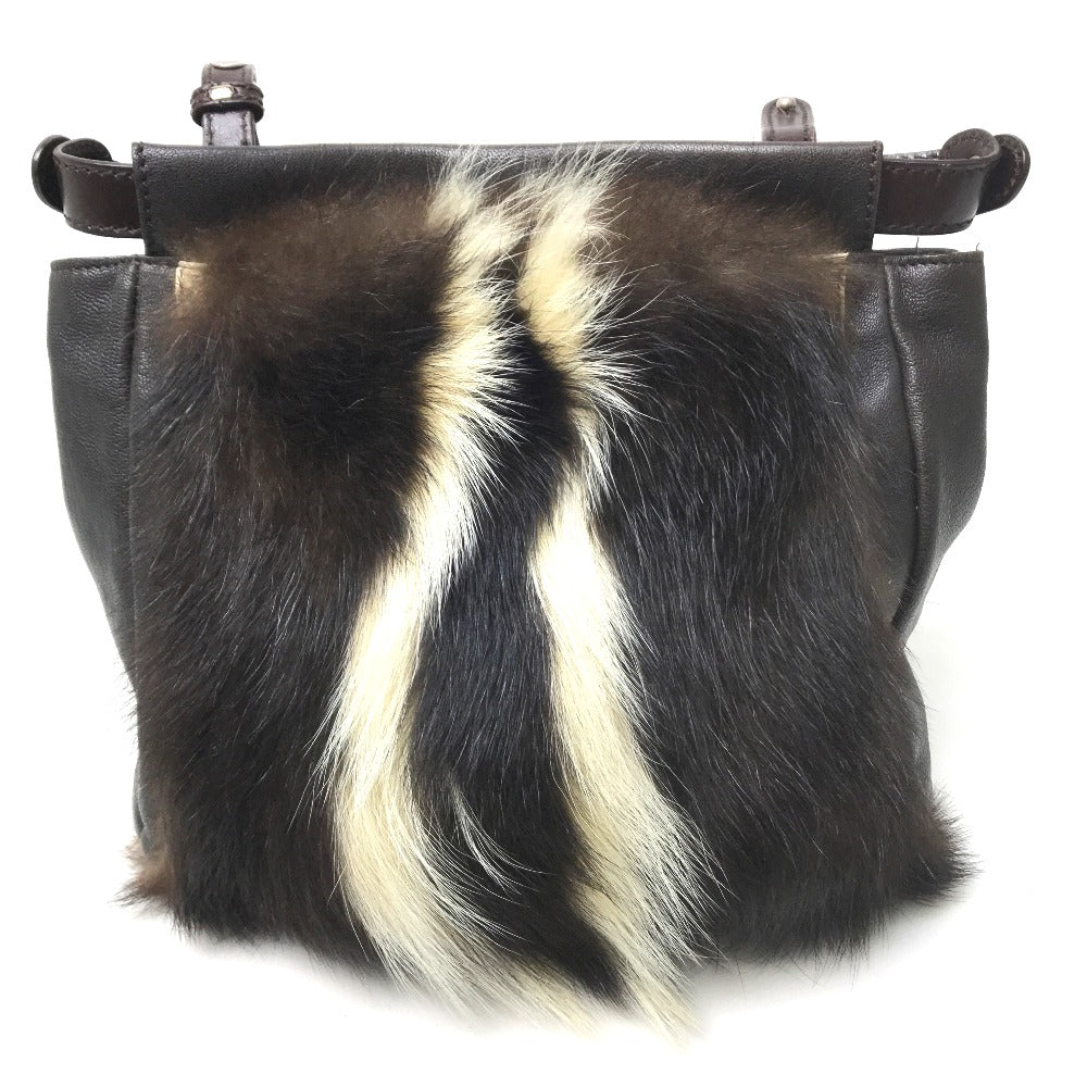 FENDI Shoulder Bag 8BT161 fur Dark brown Fur bag Peekaboo Women