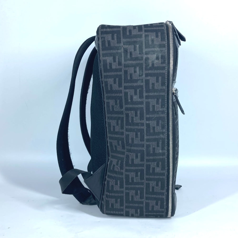 FENDI Backpack 7VZ062 Leather / canvas black 2WAY Bag Handbag logo zucca mens