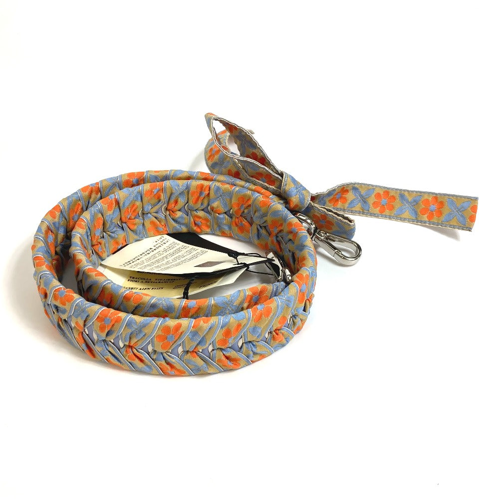 FENDI Shoulder strap 8AV077 Leather, Canvas Blue x orange flour ribbon floral flower Women