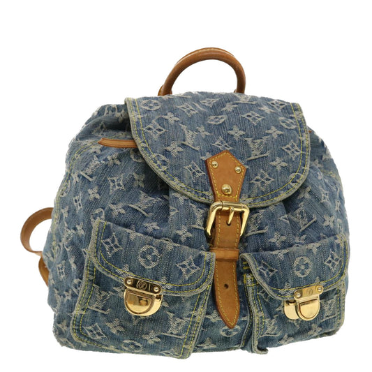 LOUIS VUITTON Monogram Denim Sac A Dos GM Backpack Blue M95056 LV Auth 30454A