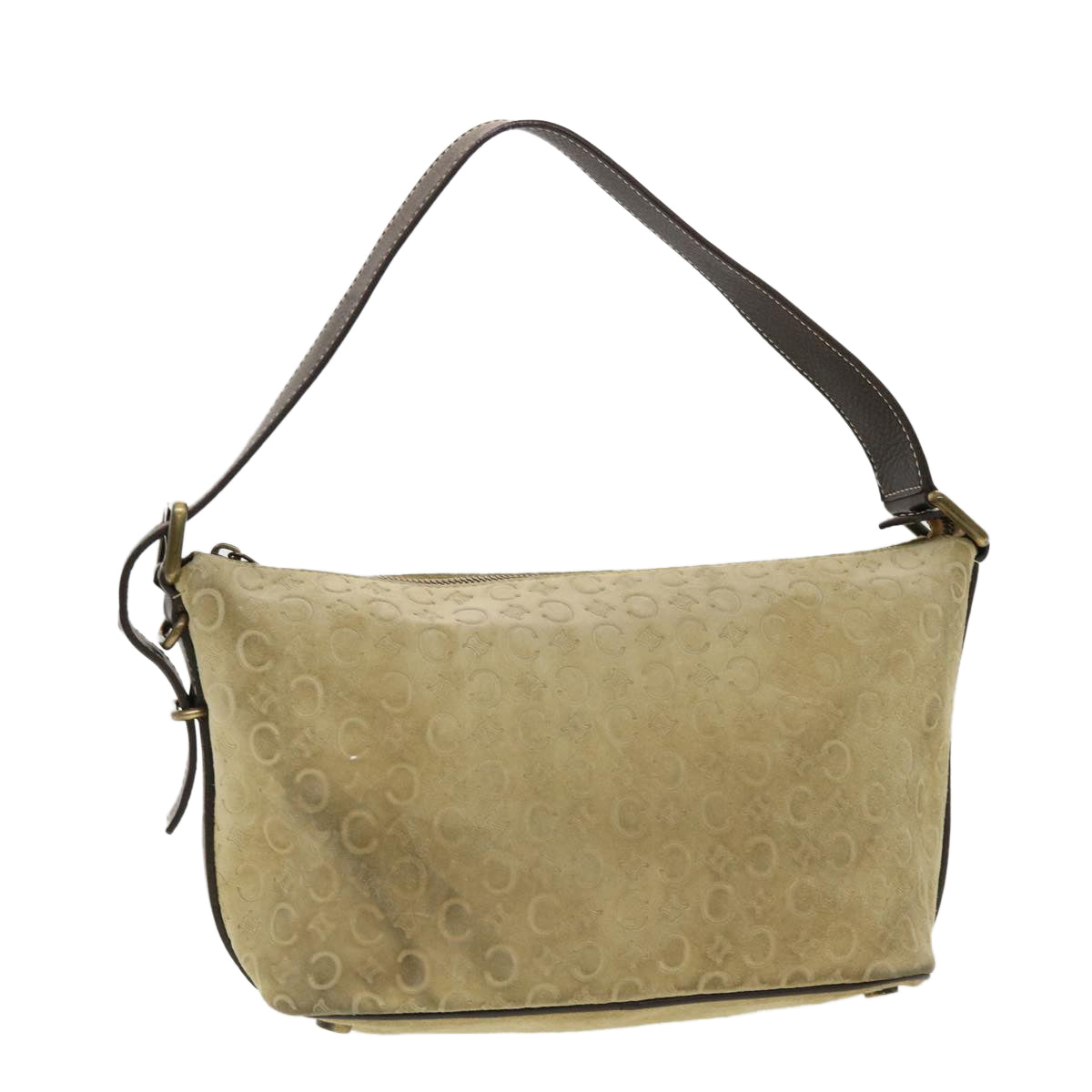 Luxury CELINE C Macadam Canvas Shoulder Bag Beige 40751