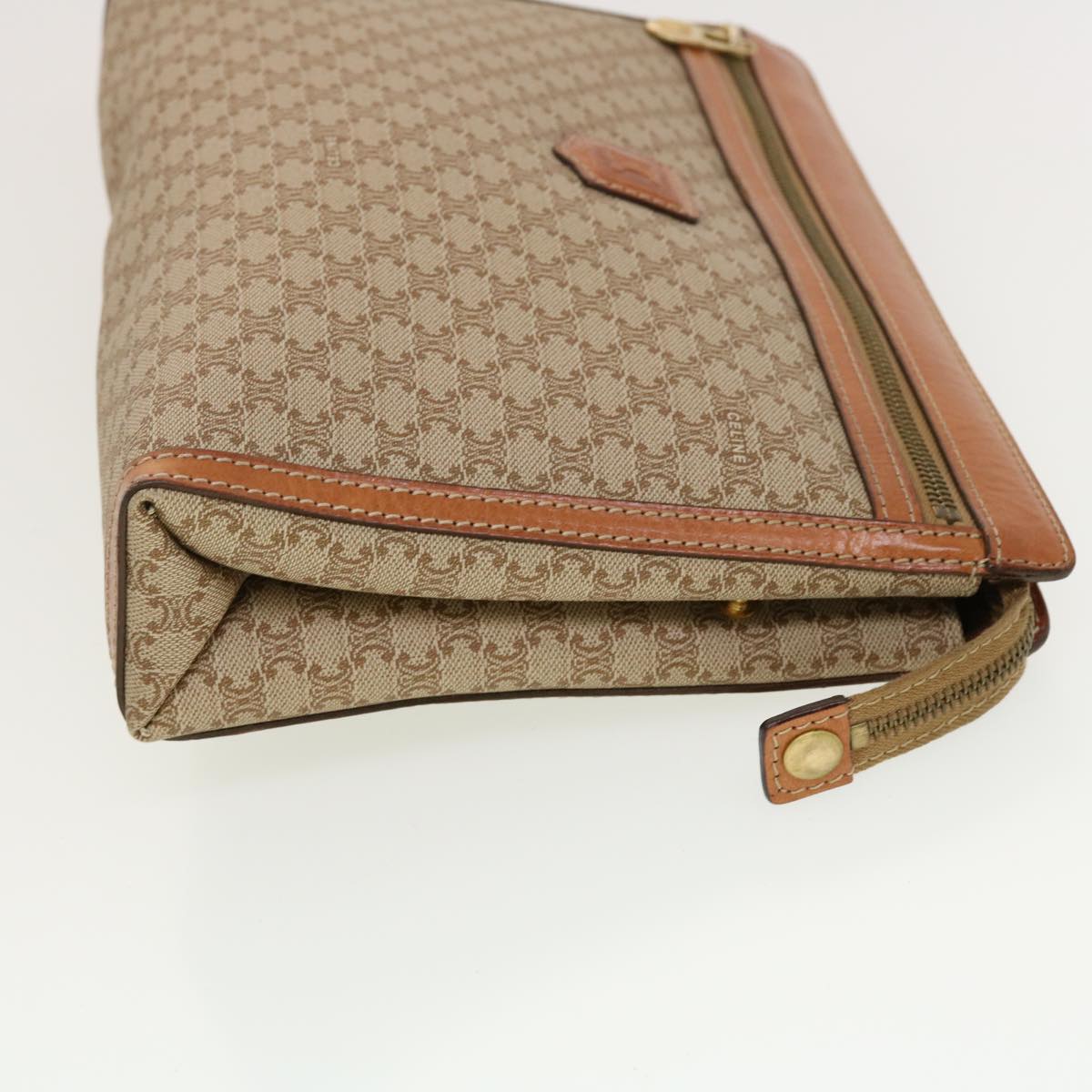 Luxury CELINE Macadam Canvas Clutch Bag PVC Leather Beige 41223