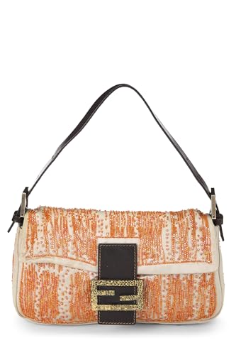 Fendi, Orange Beaded Satin Baguette, Orange