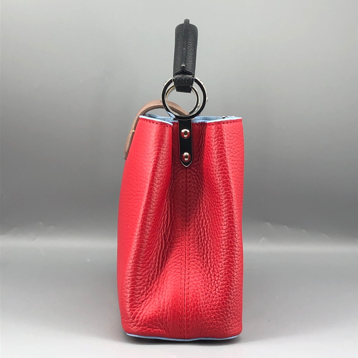 Louis Vuitton Capucines PM Taurillon Leather Handbag Red Light Blue Two-Tone