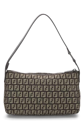 Fendi, Brown Zucchino Canvas Shoulder Bag, Brown
