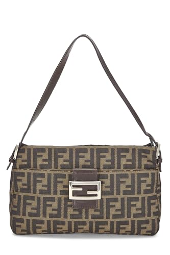 Fendi, Brown Zucca Canvas Shoulder Bag, Brown