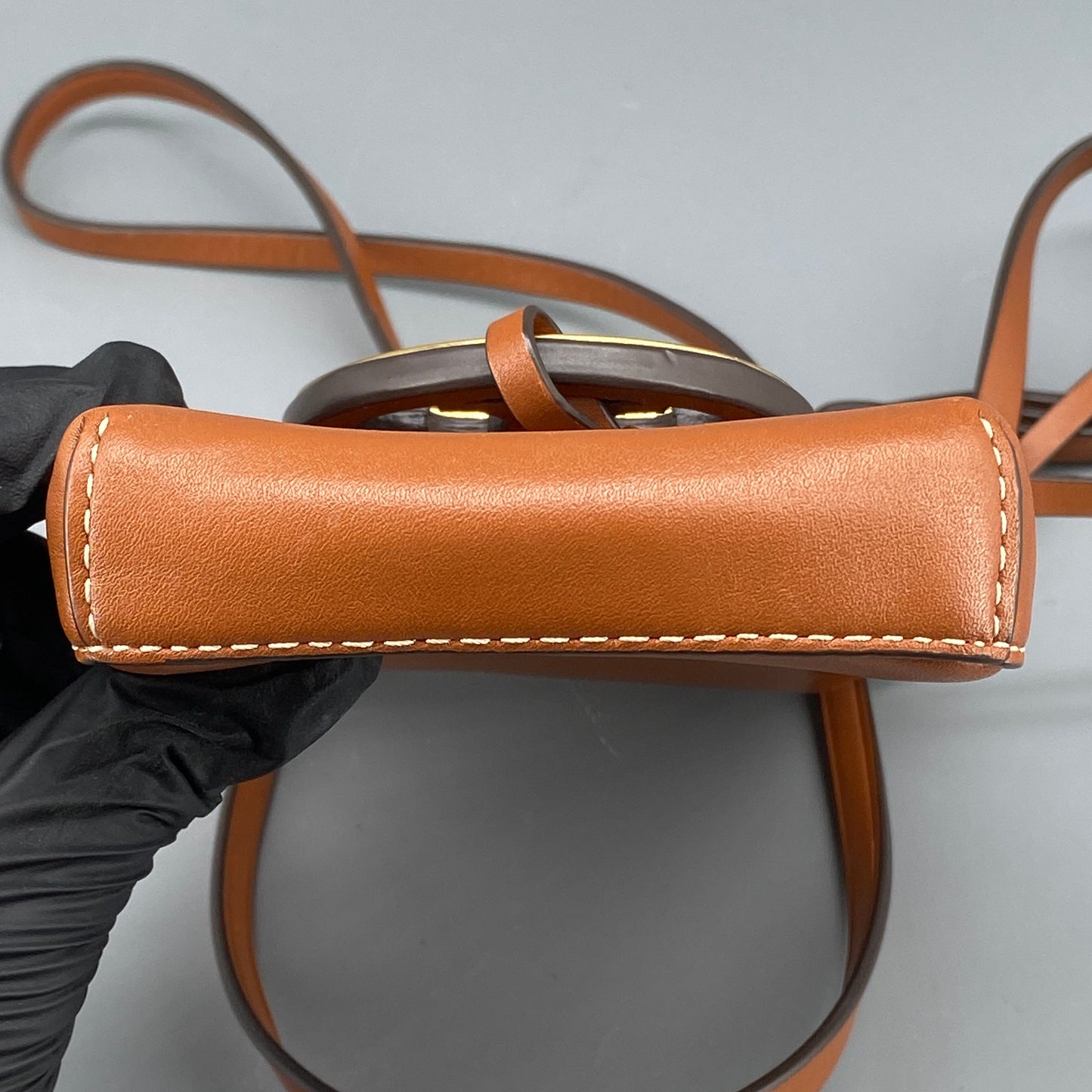 Tory Burch Caramel Smooth Leather Mini Phone Crossbody Bag
