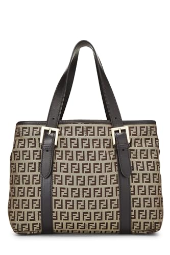 Fendi, Brown Zucchino Canvas Handbag, Brown