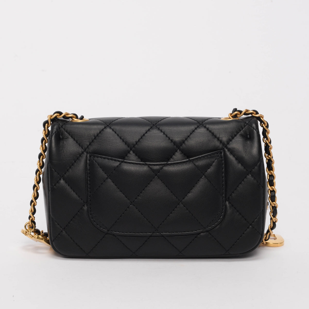 Chanel Black Lambskin Mini Rectangular Heart Flap Bag - Rovelle Bags