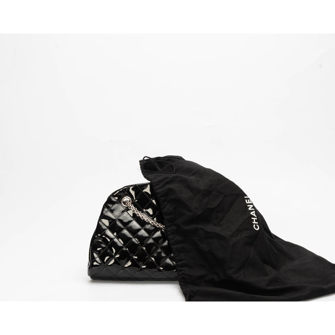 Chanel Black Quilted Patent Leather Small Handbag - Rovelle Bags