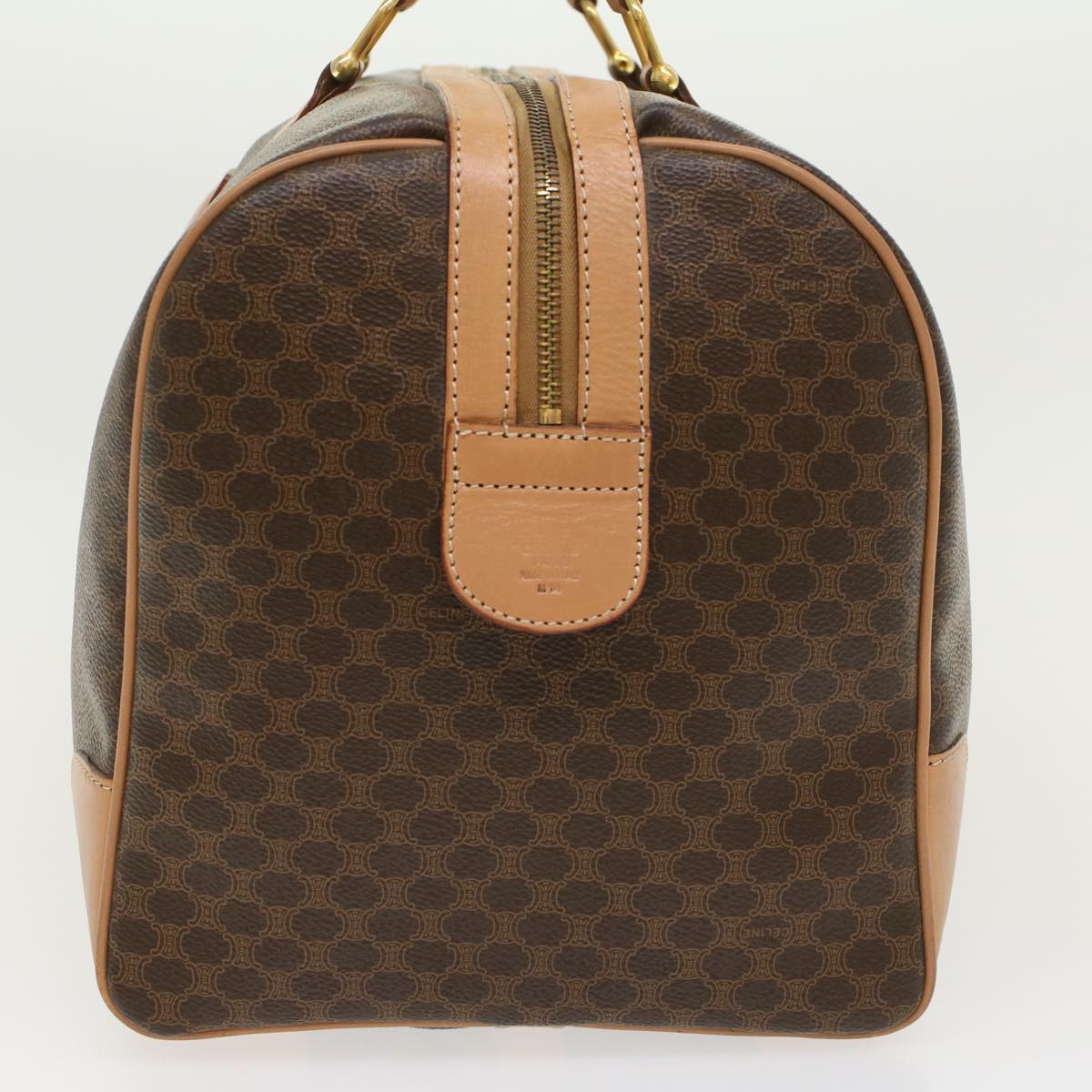 Luxury CELINE Macadam Canvas Boston Bag PVC Leather Brown 43232