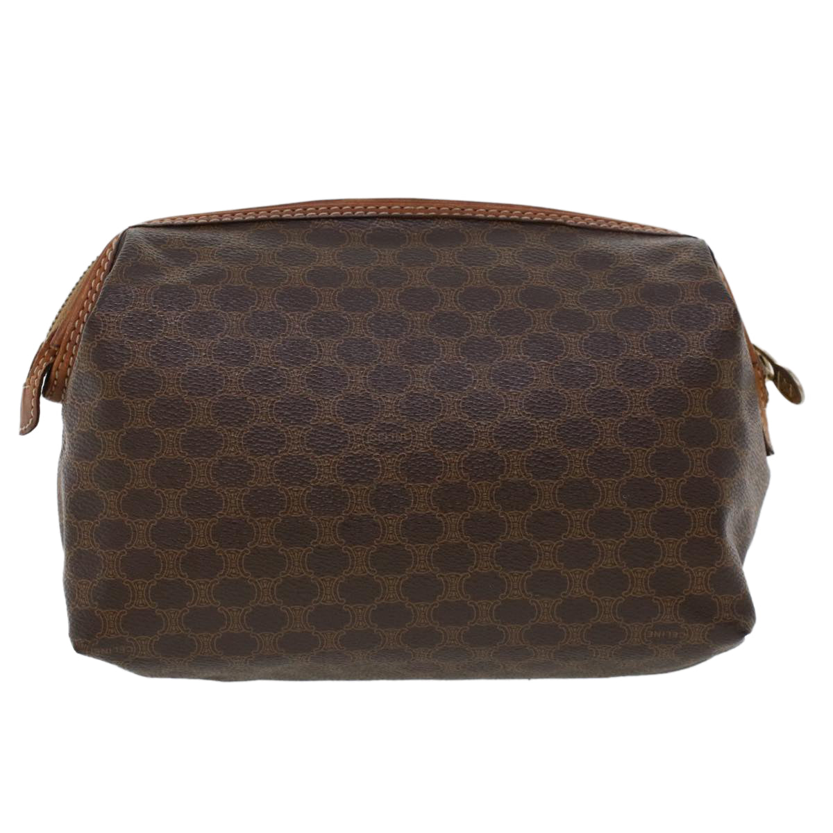 Luxury CELINE Macadam Canvas Pouch PVC Leather Brown 43800
