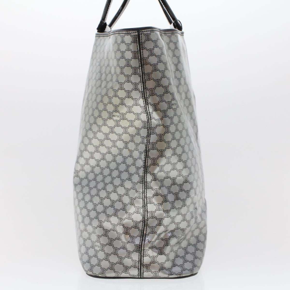 Luxury CELINE Macadam Canvas Hand Bag Enamel Silver 43874