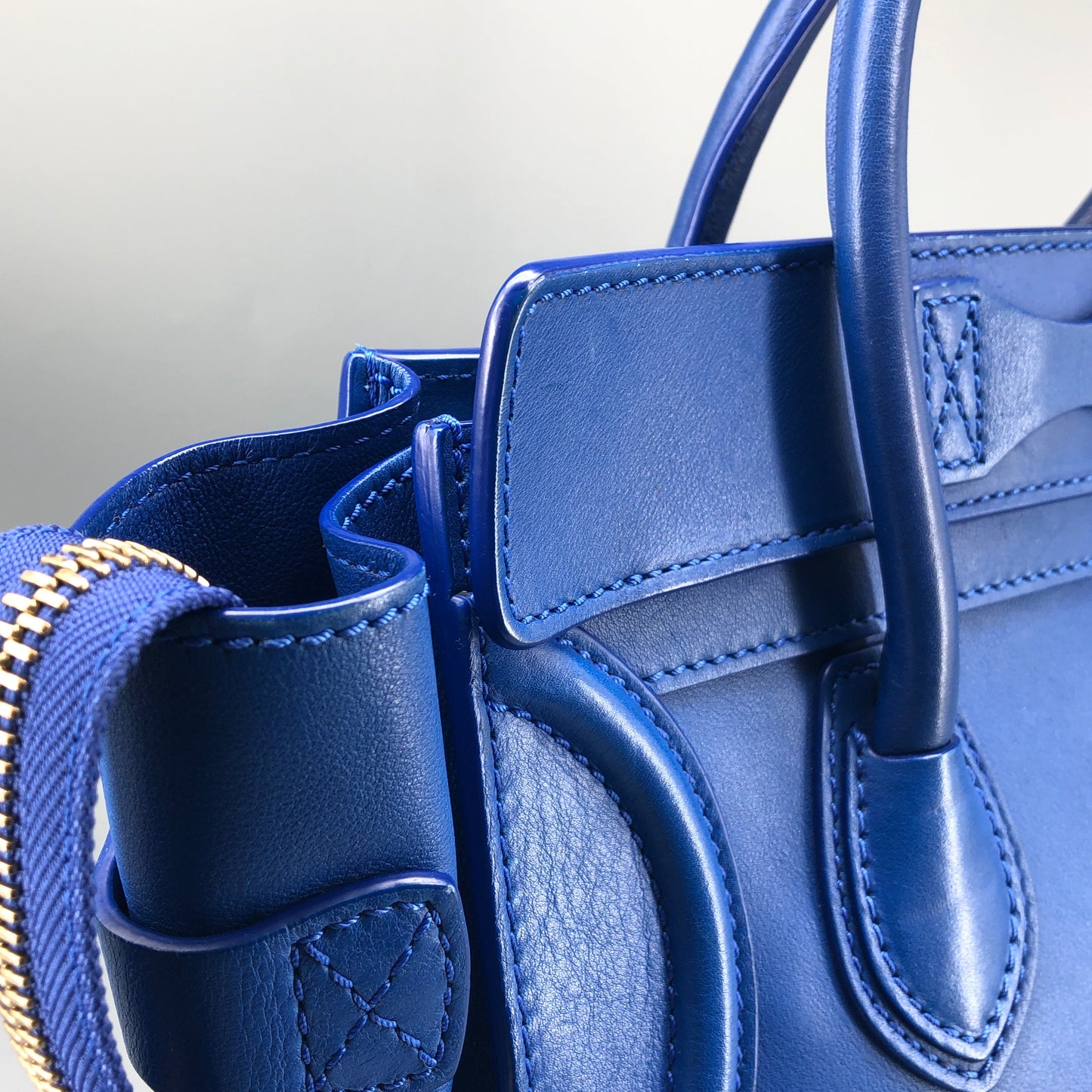 Celine Royal Blue Smooth Leather Luggage Handbag