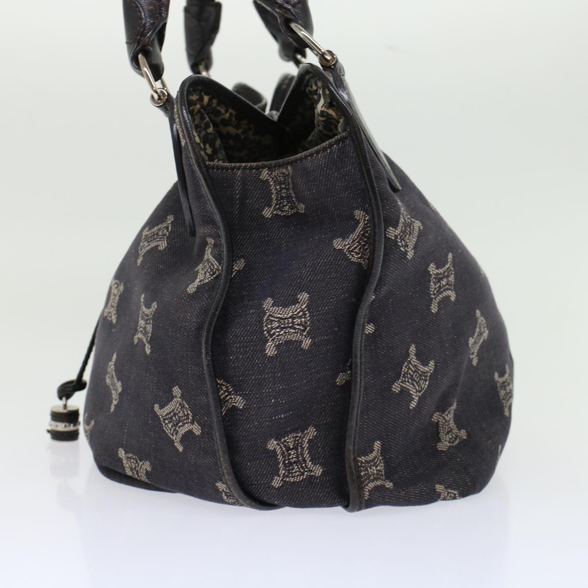 Luxury CELINE Paris Macadam Canvas Shoulder Bag Navy 45885