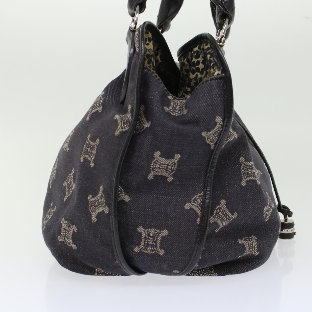 Luxury CELINE Paris Macadam Canvas Shoulder Bag Navy 45885