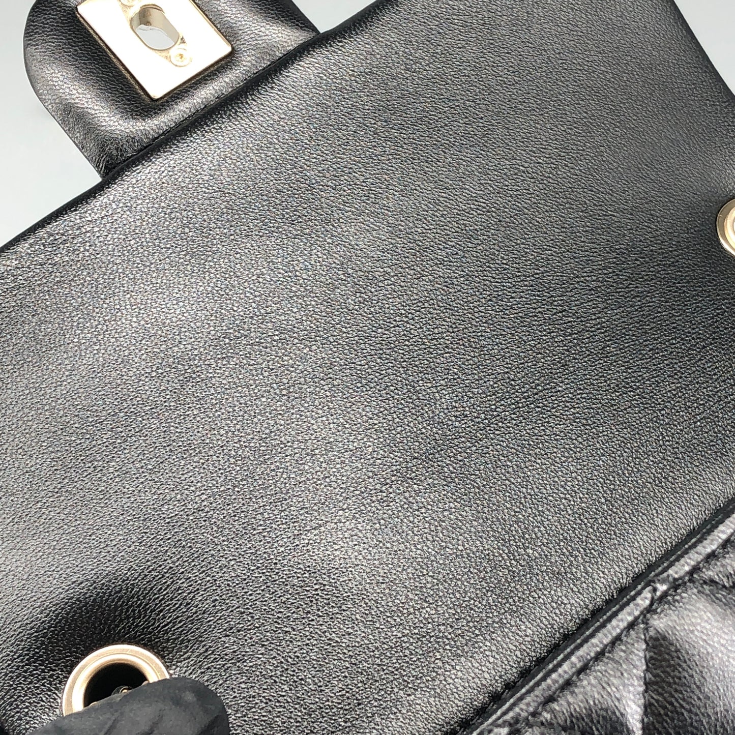 Chanel lambskin quilted mini rectangular flap bag in black with CC logo chain