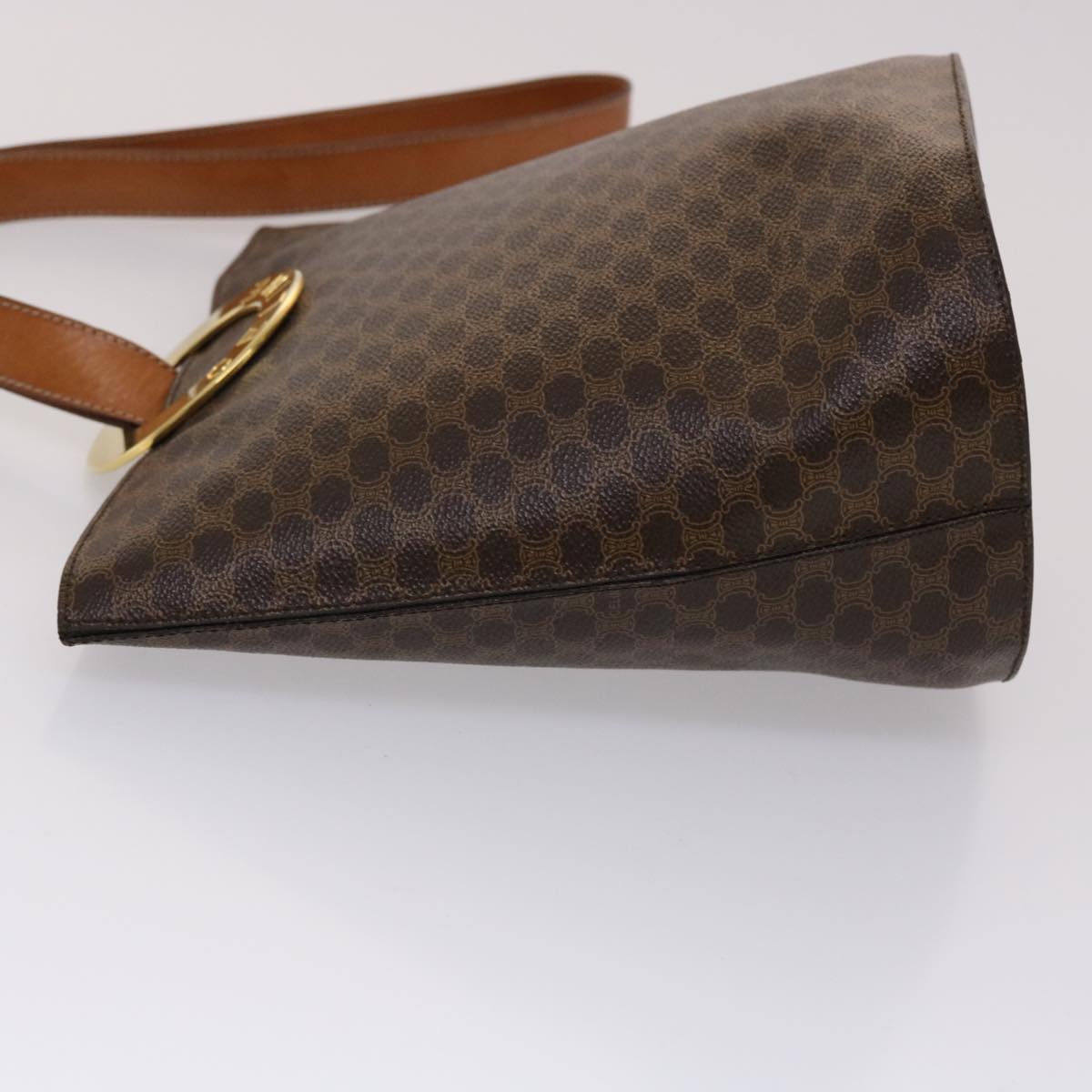 Luxury CELINE Macadam Canvas Hand Bag PVC Leather Brown 46307