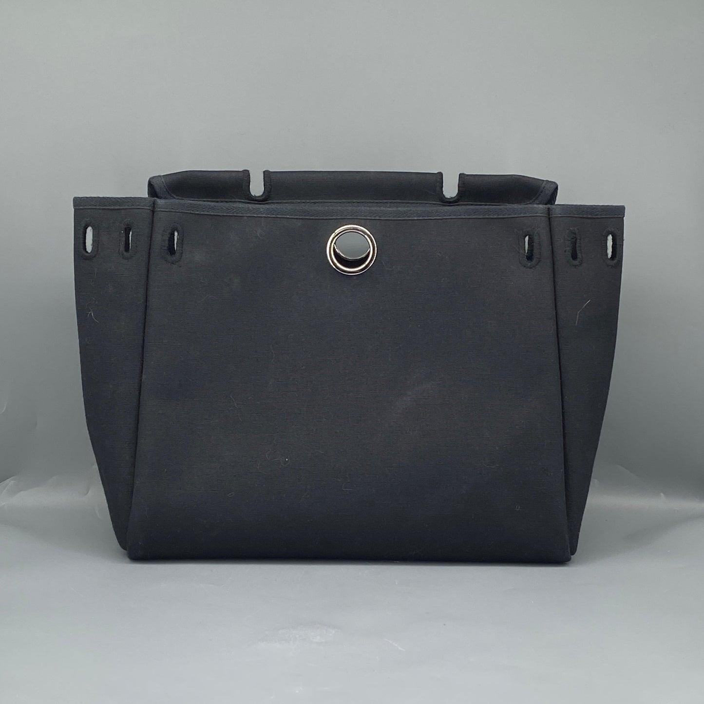 Hermes 2001 Herbag 31 Beige Canvas & Natural Caramel Cowhide Shoulder Bag