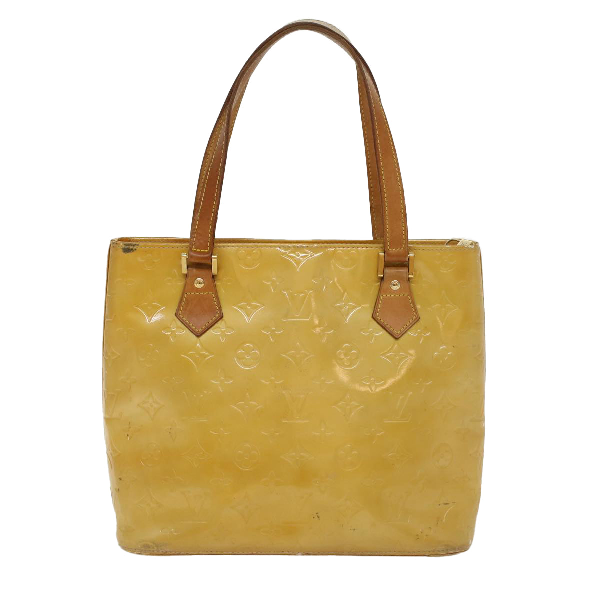 LOUIS VUITTON Monogram Vernis Houston Hand Bag Jaune M91121 LV Auth 47365
