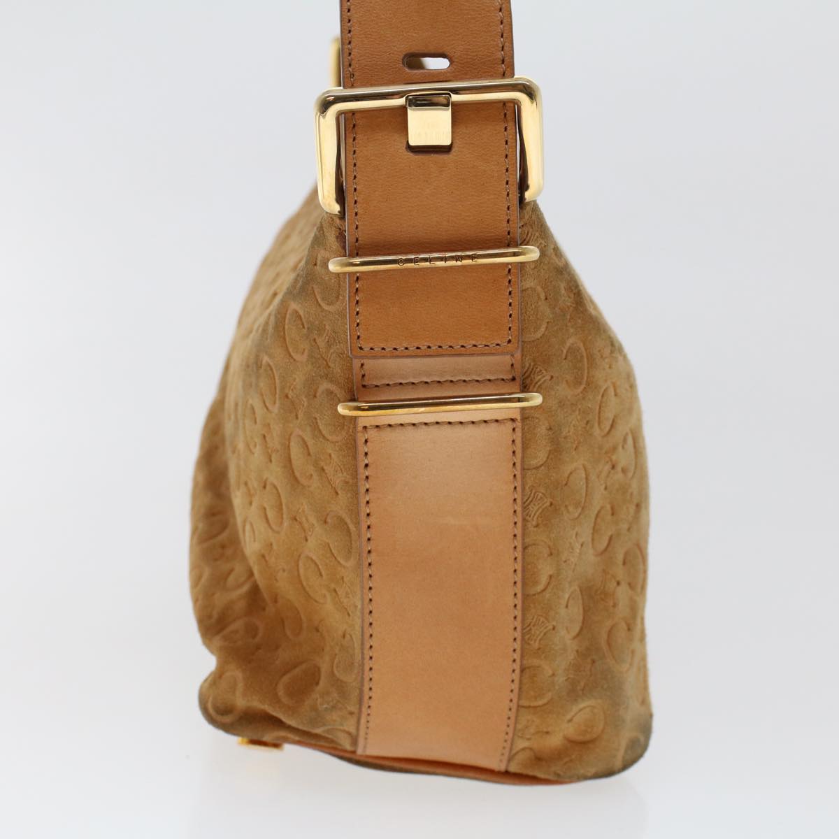 Luxury CELINE C Macadam Canvas Shoulder Bag Suede Leather Brown 47408