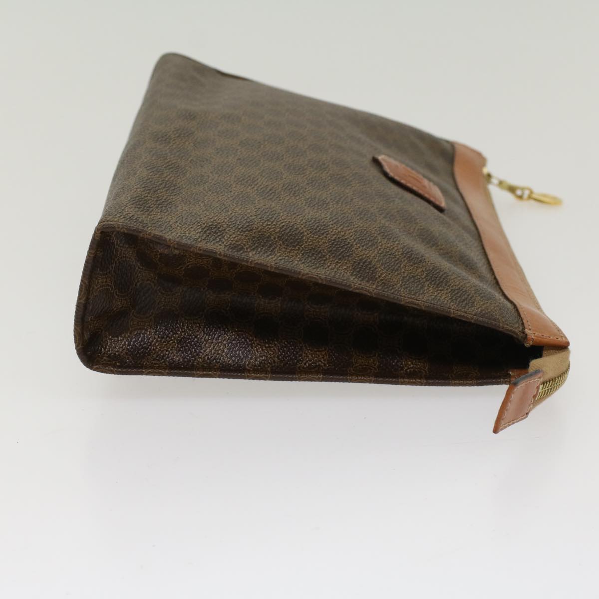 Luxury CELINE Macadam Canvas Clutch Bag PVC Leather Brown 48205
