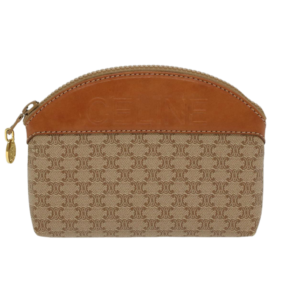 Luxury CELINE Macadam Canvas Pouch Beige 48224