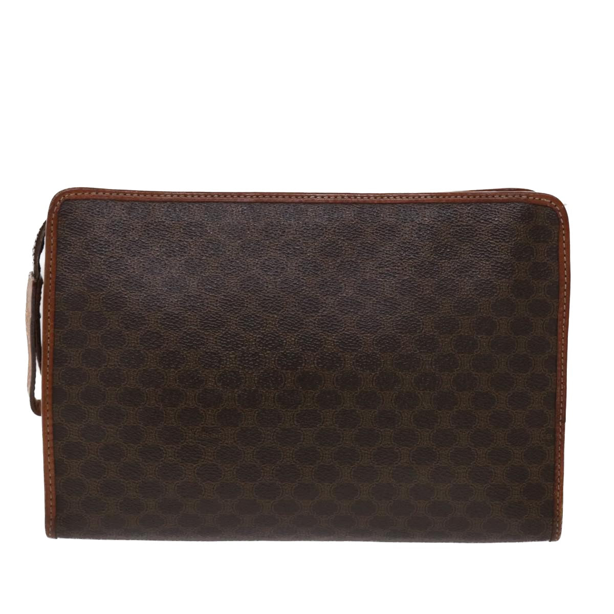 Luxury CELINE Macadam Canvas Clutch Bag PVC Leather Brown 48331
