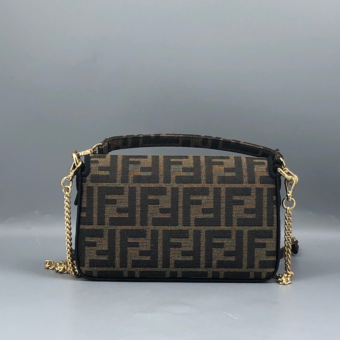 Fendi FF Zucca Baguette Mini Chain Bag Tobacco