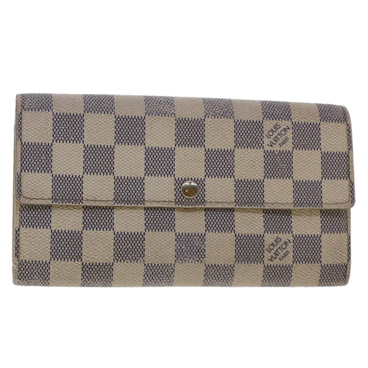 LOUIS VUITTON Damier Azur Portefeuille Sarah Long Wallet N63208 LV 48895