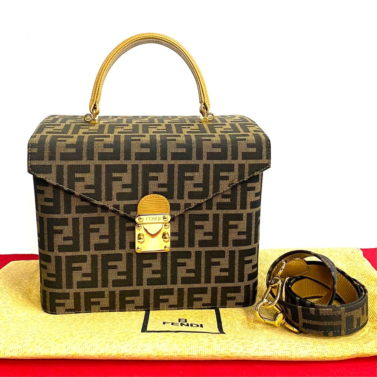 FENDI Shoulder Bag Canvas, Leather Brown Zucca Women