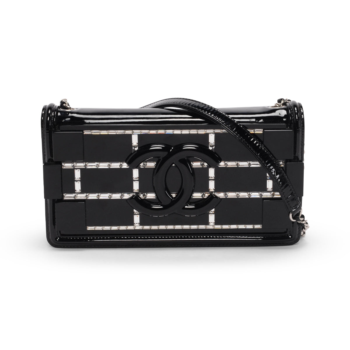 Chanel Black Patent & Crystal Boy Flap Bag - Rovelle Bags