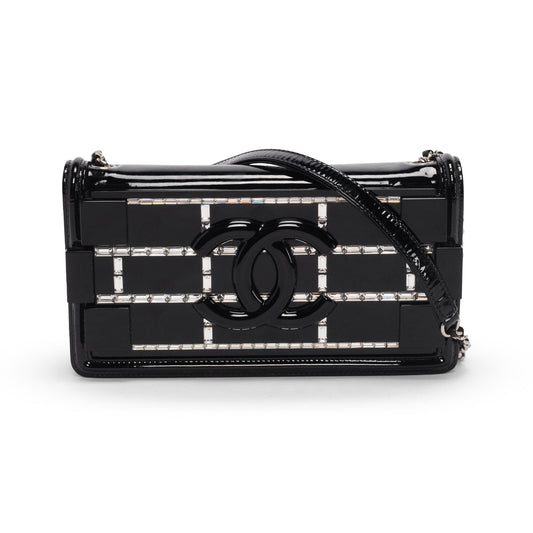 Chanel Black Patent & Crystal Boy Flap Bag - Rovelle Bags