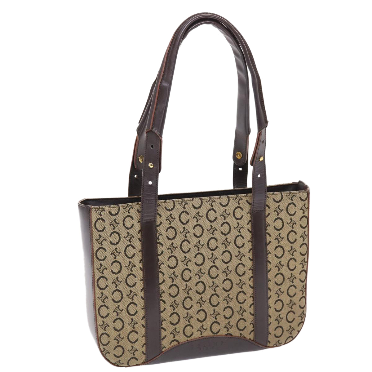 Luxury CELINE C Macadam Canvas Shoulder Bag Beige 49447