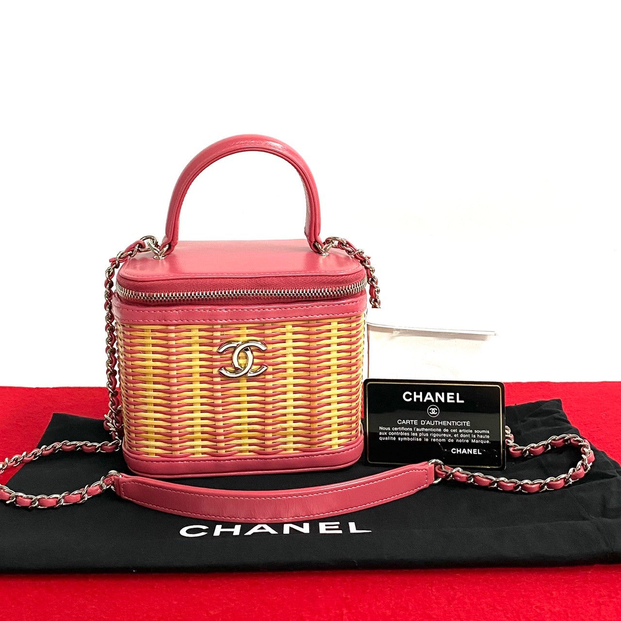 Chanel CC Raffia Vanity Case Natural Crossbody Bag - Rovelle Bags