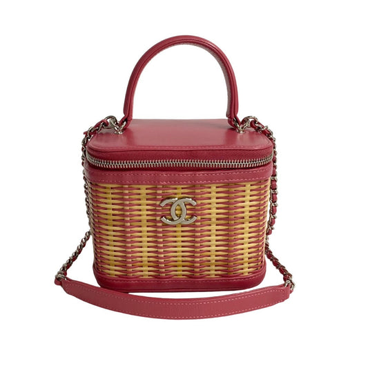 Chanel CC Raffia Vanity Case Natural Crossbody Bag - Rovelle Bags