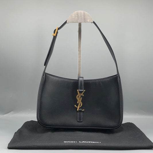 Saint Laurent Le 5 à 7 Smooth Leather Hobo Shoulder Bag Black