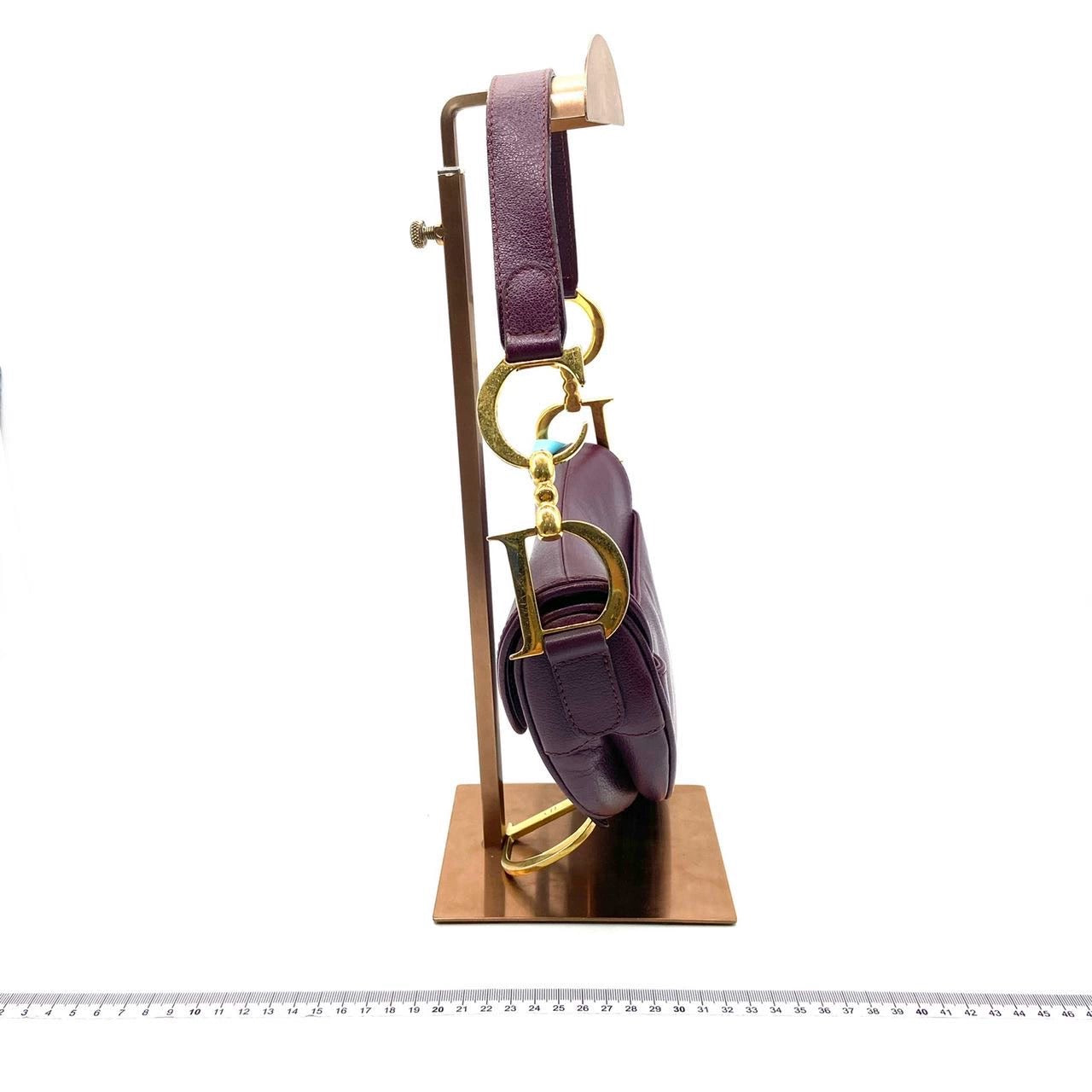 Dior Saddle Burgundy Purple Wine Calfskin Leather Gold Hardware Shoulder Bag