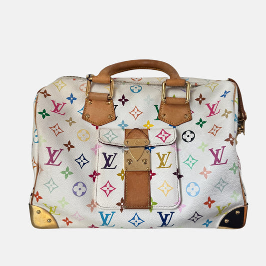 Louis Vuitton x Takashi Murakami Speedy 30 Lock White Multicolor