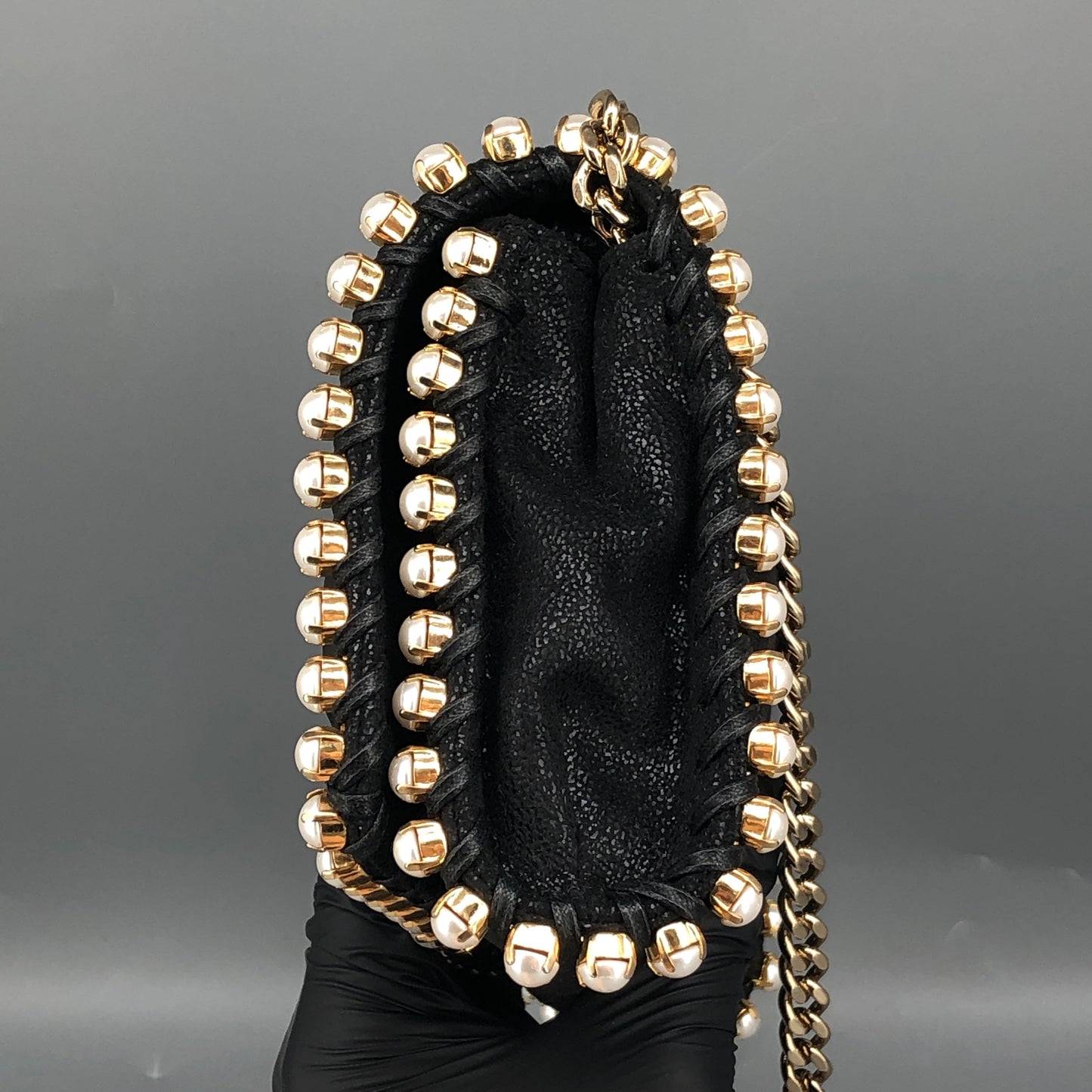 Stella McCartney Falabella Pearl-Trim Crossbody Bag Black/pearl