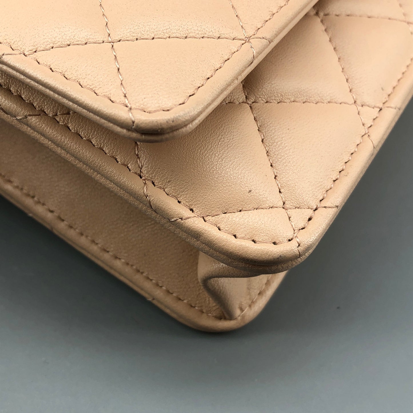 Chanel Nude Lambskin Quilted CC Camellia Crush Wallet on Chain WOC